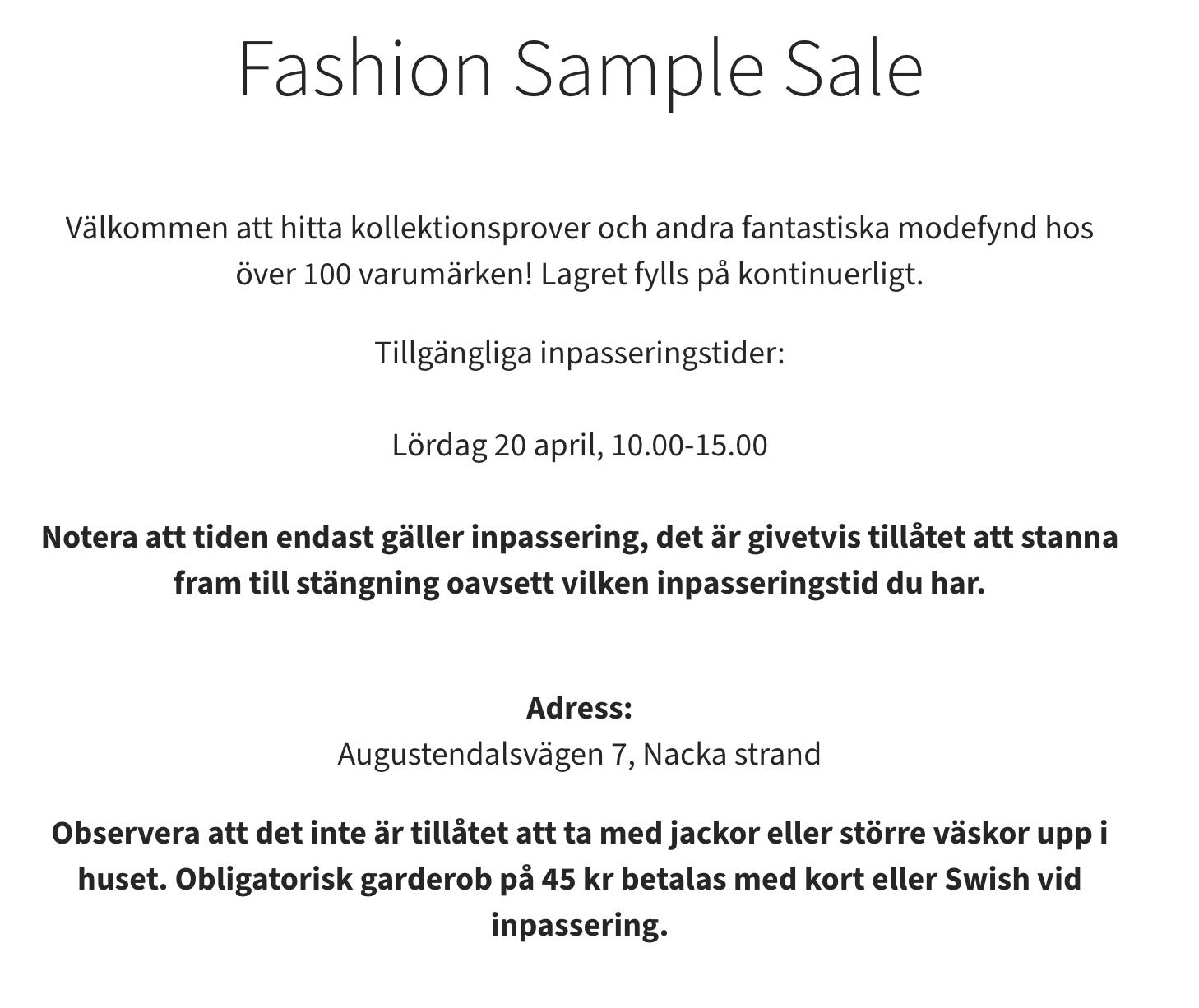 Stockholms bästa samplesale Monas Universum Amelia